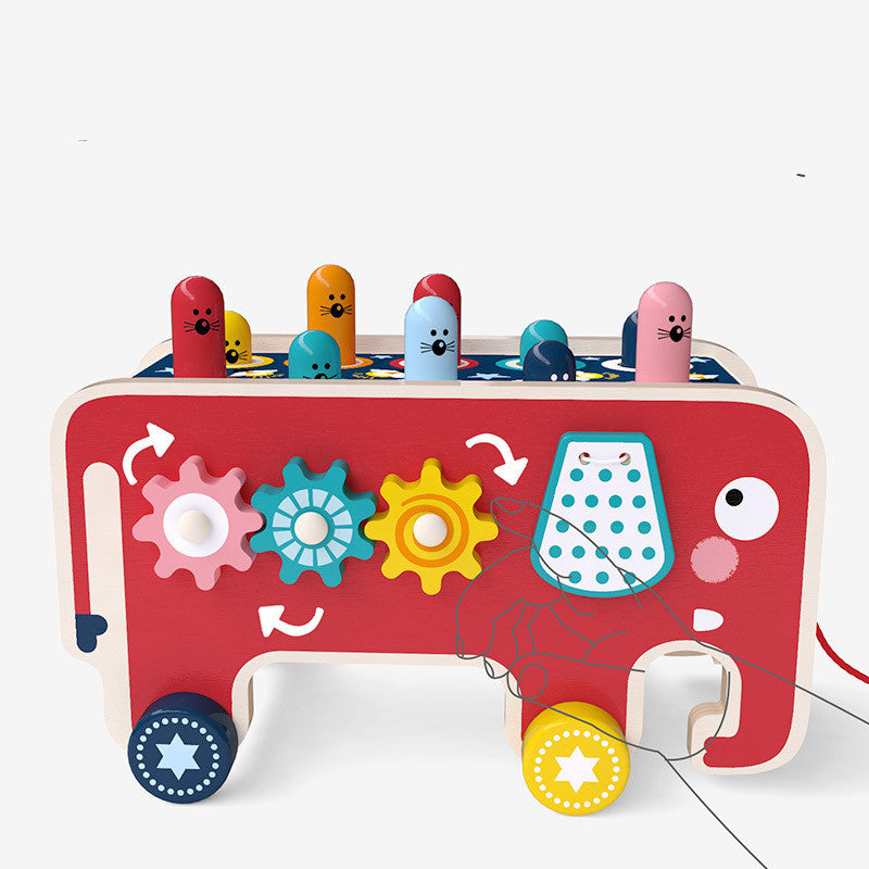 Wooden Pounding Bench and Animal Bus Toy Set