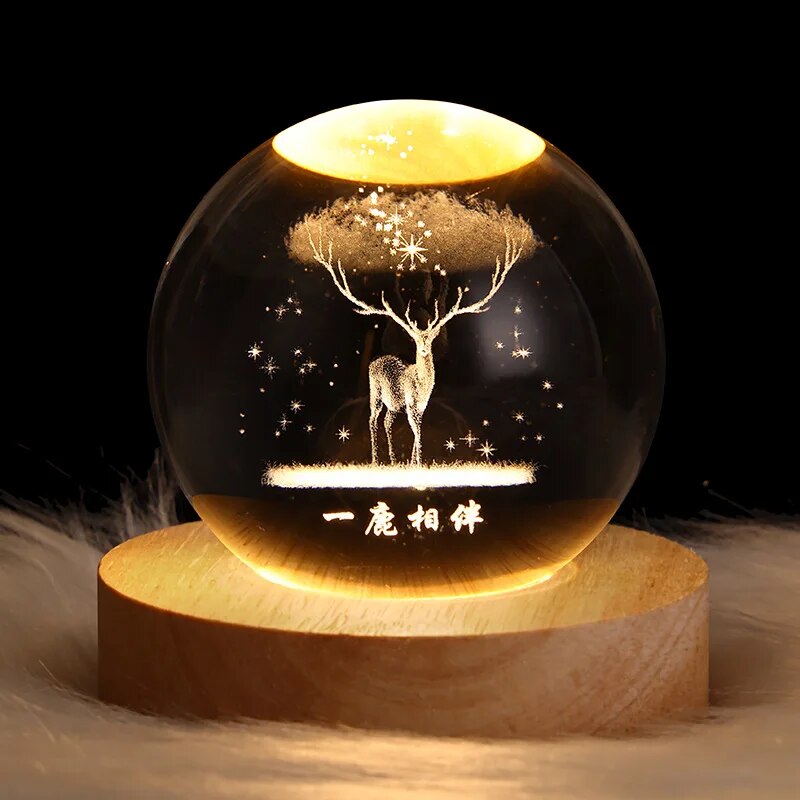 USB Night Light LED Crystal Ball Table Lamp 3D Moon Planet Galaxy Decor for Home Children's Table Lamp Party Birthday Xmas Gifts
