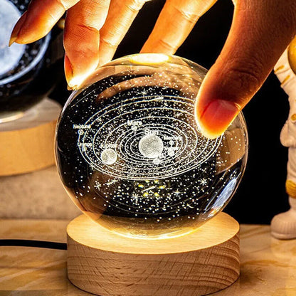 USB Night Light LED Crystal Ball Table Lamp 3D Moon Planet Galaxy Decor for Home Children's Table Lamp Party Birthday Xmas Gifts